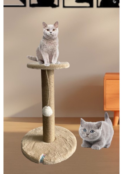 Bej Renkli Kedi Tırmalama Köşesi, Rahat ve Eğlenceli Tasarım