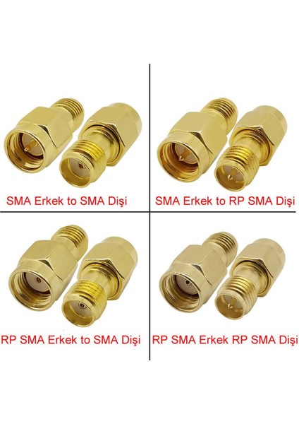 Sma Erkek To Rp Sma Dişi Adaptör Soket Altın Kaplama Soket 0-6ghz Rf Wi-Fi Anten Fpv Lora Helium
