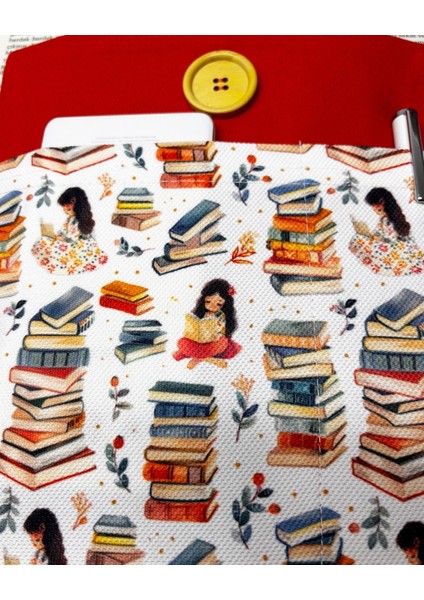 Kitap Kılıfı / Tablet Kılıfı / Ebook Kılıfı / Çok Amaçlı Kılıf ( Kitap Okuyan Kızlar ,turuncu ) modelleri