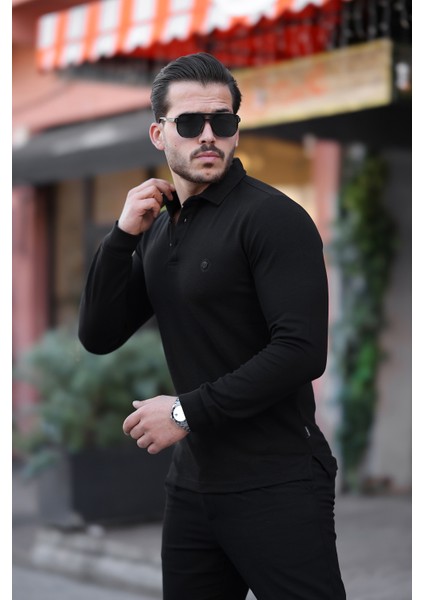 Uzun Kollu Polo Yaka Tişört