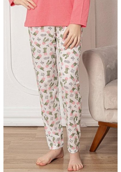 Faryakids Pamuklu Uzun Kollu Desenli Kız Çocuk Pijama Takımı