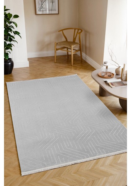 Kaymaz Taban Yıkanabilir Modern Salon Mutfak Oturma Odası Çocuk Odası Halısı 5025 Gri