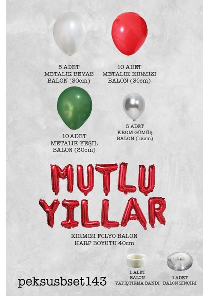 Yılbaşı Balon Zinciri Paketi Kırmızı Mutlu Yıllar Balonlu Yılbaşı Süslemesi Seti fiyatları