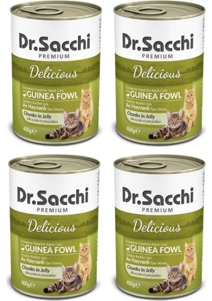 Dr.sacchi Av Hayvanlı Yetişkin Kedi Konservesi 400 gr x 4 Adet