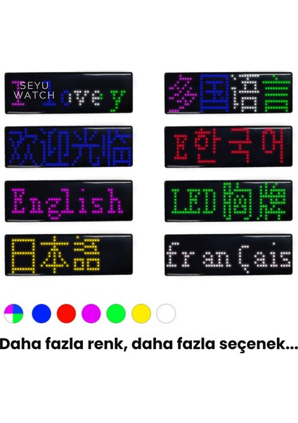 Ledli Yaka Kartı Dijital Ekran Yazı ve Animasyon Eklenebilen Telefon Kontrollü 9*3cm fiyatları