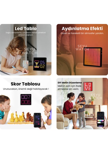 LED Pi x el Tablo Dijital Ekran Yazı ve Animasyon Eklenebilen Telefon Kontrollü 32*32 LED