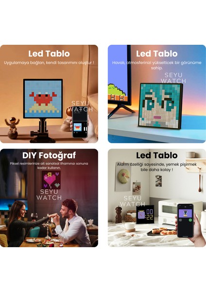 LED Pi x el Tablo Dijital Ekran Yazı ve Animasyon Eklenebilen Telefon Kontrollü 32*32 LED