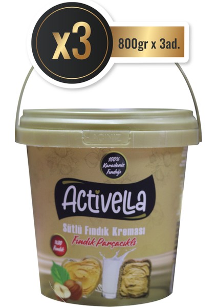 Sütlü Fındık Kreması Parçacıklı 800 gr %30 Fındıklı x 3
