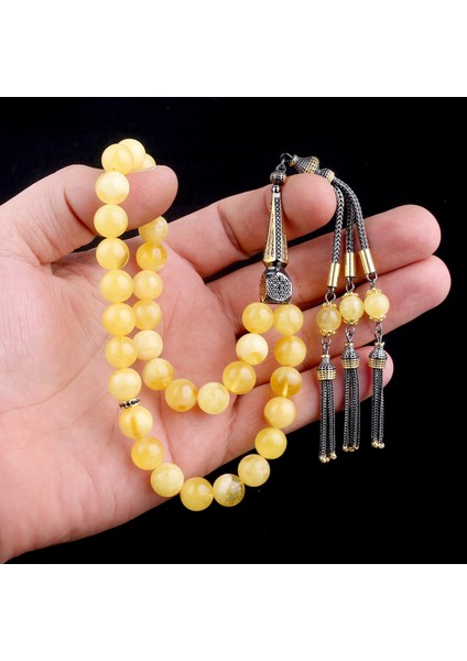 Çift Renk 925 Ayar Gümüş Püsküllü 10MM Küre Kesim Damla Keribar Tesbih modelleri