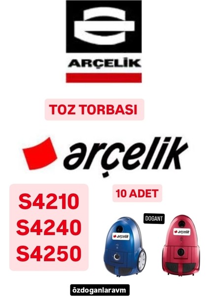 Arçelik Elektrik Süpürgesi S 4210 S4240 S 4250 Toz Torbası 10 Adet