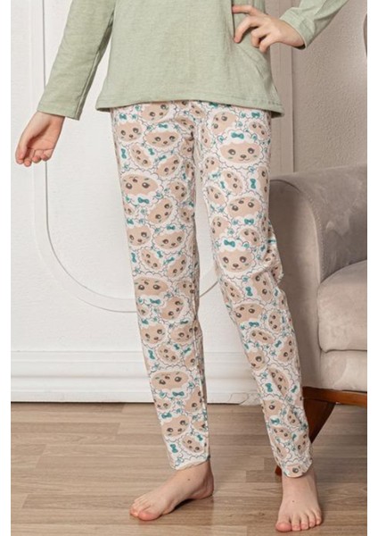 Faryakids Pamuklu Uzun Kollu Desenli Kız Çocuk Pijama Takımı