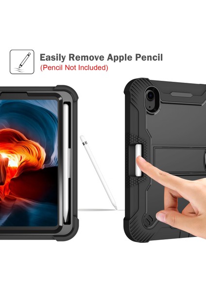 iPad Mini 2024 / Mini 6 Için Silikon + Tutuculu Pc Kılıfı (Yurt Dışından)