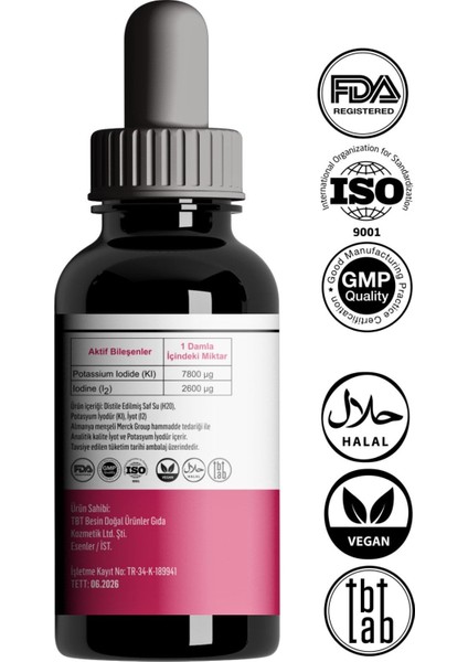 Lugol %5 - Lugol %2 Iyot Damlası | 30 ml | Lugol Iyot Solüsyonu Seti - Doğal, Glutensiz ve Vegan modelleri