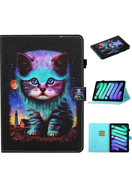 iPad Mini 2024 / Mini 6 Için Renkli Çizim Deri Kılıf (Yurt Dışından)