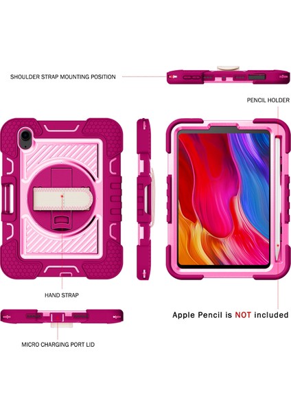 iPad Mini 2024 / Mini 6 Için Silikon + Tutuculu Pc Kılıfı (Yurt Dışından)