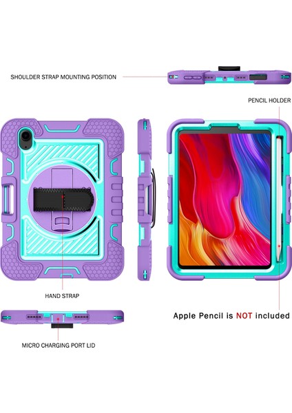 iPad Mini 2024 / Mini 6 Için Silikon + Tutuculu Pc Kılıfı (Yurt Dışından)