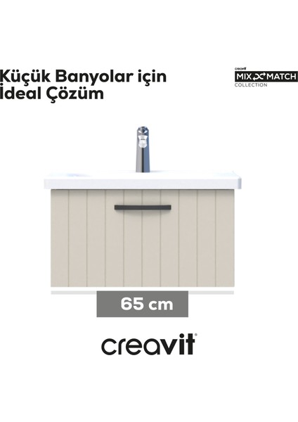 D10 Eksen Lavabo Dolabı Çekmeceli 65 cm Lake Kapak