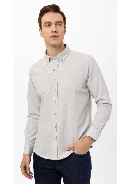 Bol Kesim Cepli Açık Gri Düz Flanel Kışlık Erkek Gömlek fiyatları