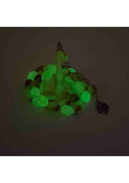 Beyzi Kesim Turunculu Karanlıkta Parlayan Kedi Gözü Tesbih