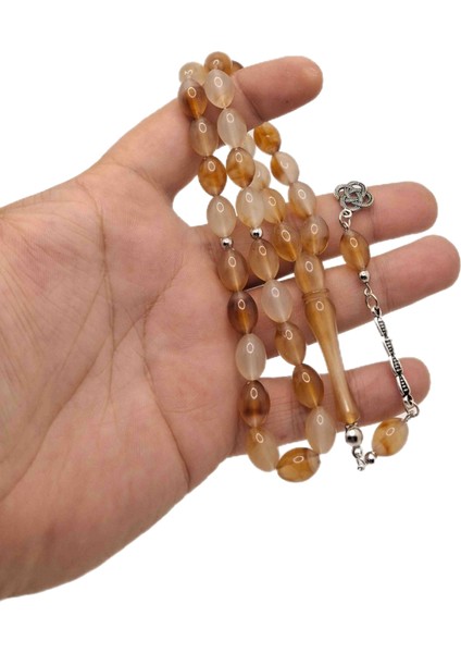 Beyzi Kesim Turunculu Karanlıkta Parlayan Kedi Gözü Tesbih modelleri