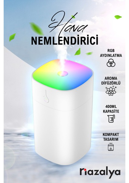 400 ml Gri Ultrasonik Hava Nemlendirici Buhar Makinesi ve Aroma Difüzörü