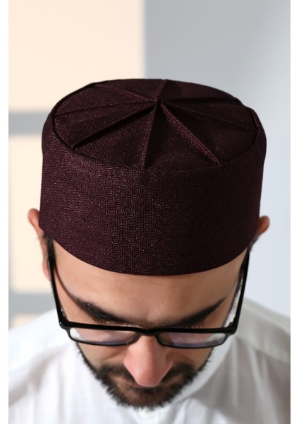 Kubbeli Kalıp Namaz Takkesi Mürdüm