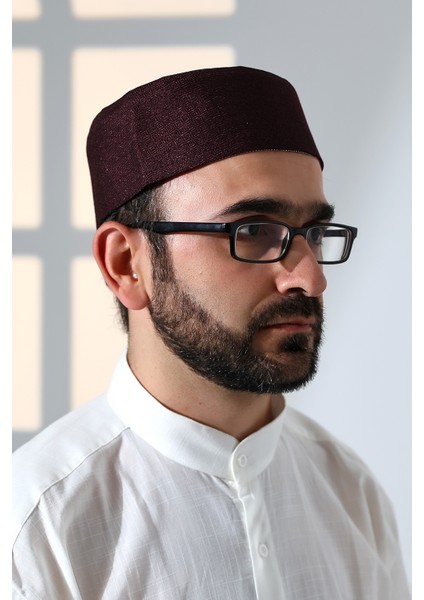 Kubbeli Kalıp Namaz Takkesi Mürdüm