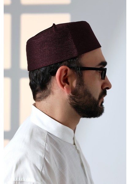 Kubbeli Kalıp Namaz Takkesi Mürdüm