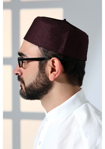 Kubbeli Kalıp Namaz Takkesi Mürdüm