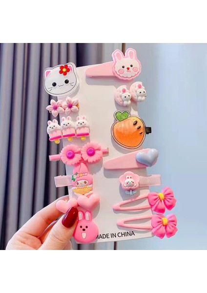 Çocuk Karikatür Toka Kız Saç Tokası Hello Kitty 14 Parçalı Set (Yurt Dışından)