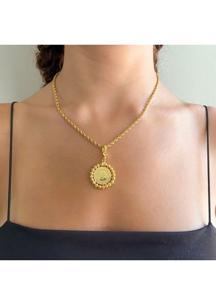 Bz Altın Kaplama Dorikalı Çeyrek Altınlı Kadın Kolye Ucu TGR-580 fiyatları