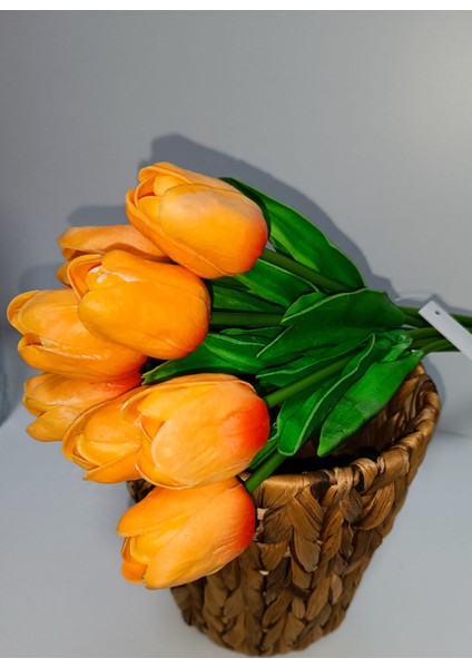 Osohome Yapay Lüks 5 Adet Islak Lale Buketi Gerçek Doku Turuncu Renk 32 cm modelleri
