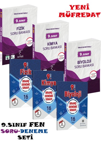 9.sınıf Güncel Baskı Fen Soru Deneme Seti (Fizik, Kimya, Biyoloji) Özdebir, Karekök Yayınları