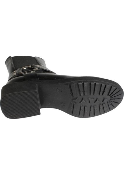 Kadın Siyah 4cm Topuklu Kenarı Lastikli Tokalı Soğuğa Dayanıklı Bot Bilek Uzunluğu 20CM fırsatları