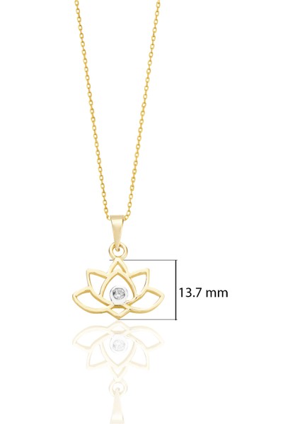 Lotus Çiçeği 14 Ayar Altın Kolye Doğum Günü Hediyesi K027 modelleri