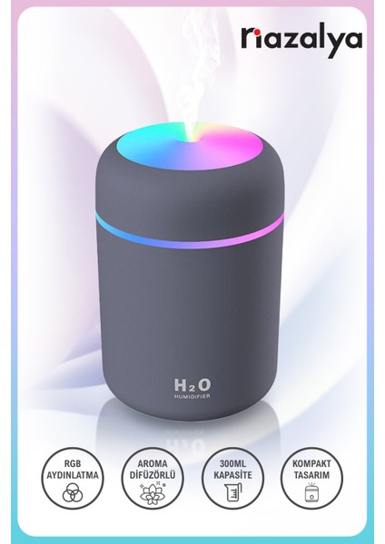 H2O 300 ml Ulrasonik Hava Nemlendirici ve Aroma Difüzörü