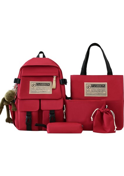 Üniversite Öğrencisi Okul Çantası Büyük Kapasiteli Beş Parçalı Ortaokul Lise Öğrencisi Sırt Çantası Seyahat Çantası (Yurt Dışından)