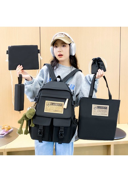 Üniversite Öğrencisi Okul Çantası Büyük Kapasiteli Beş Parçalı Ortaokul Lise Öğrencisi Sırt Çantası Seyahat Çantası (Yurt Dışından) modelleri