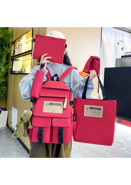 Üniversite Öğrencisi Okul Çantası Büyük Kapasiteli Beş Parçalı Ortaokul Lise Öğrencisi Sırt Çantası Seyahat Çantası (Yurt Dışından) fırsatları