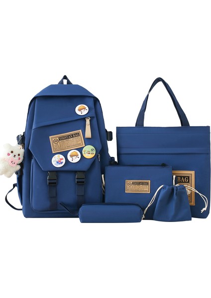 Ortaokul Lise Öğrencisi Okul Çantası Beş Parçalı Çok Fonksiyonlu Özel Ders Çantası Üniversite Öğrencisi Sırt Çantası (Yurt Dışından)