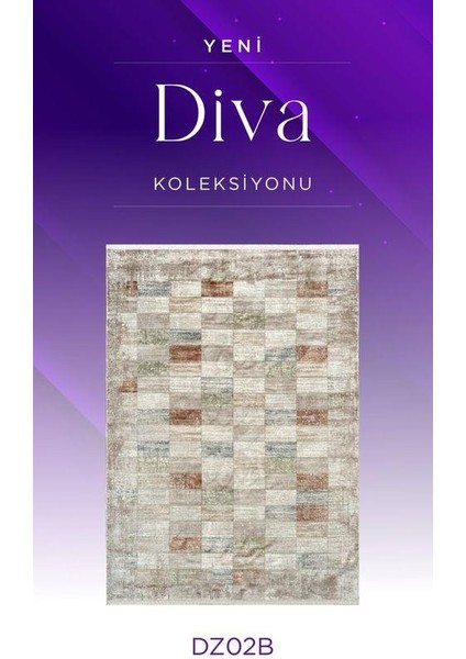 Diva DZ02B Krem Multi Viskon Akrilik Yumuşak Dokulu Otantik Etnik Halı