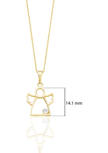 Melek Silüeti 14 Ayar Altın Kolye Zarif Doğum Günü Hediyesi K025 modelleri