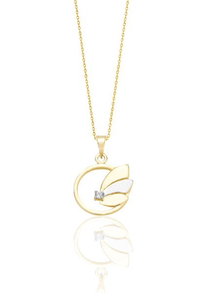 Üçlü Yaprak 14 Ayar Altın Kolye Minimalist Hediye K030
