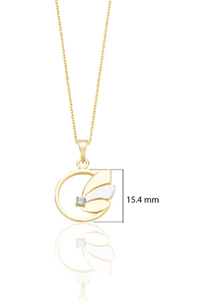 Üçlü Yaprak 14 Ayar Altın Kolye Minimalist Hediye K030
