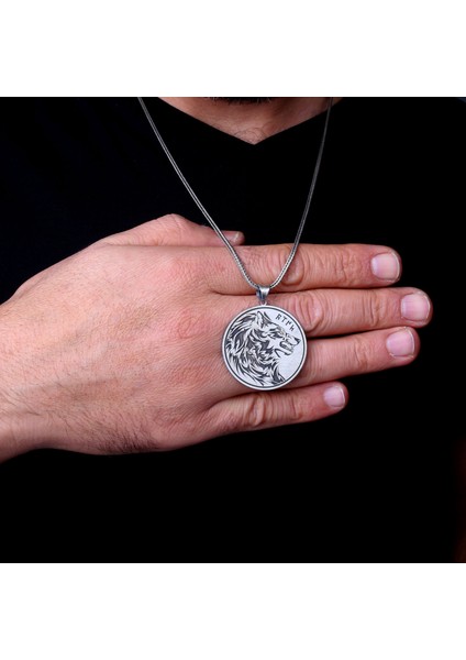 925 Ayar Gümüş Göktürkçe Türk Yazılı Kurt Model Kolye
