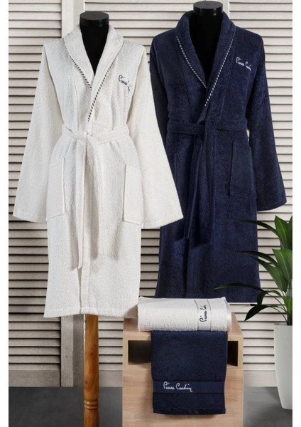 4'lü Aile Seti Ribbon Lacivert-Beyaz