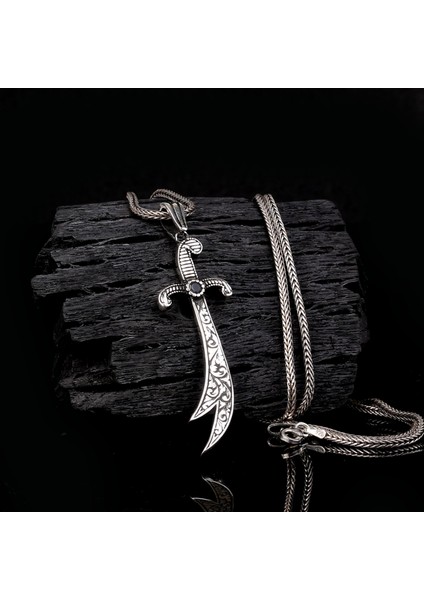 925 Ayar Gümüş Hz Ali Kılıcı Model Kolye
