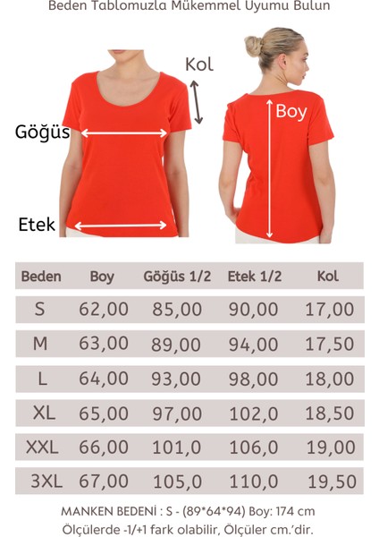 Kadın V Yaka Kısa Kollu Tişört-Kırmızı