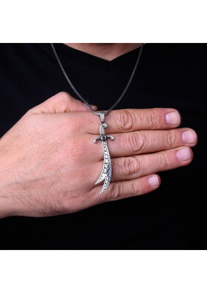 925 Ayar Gümüş Hz Ali Kılıcı Model Kolye