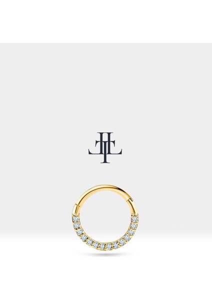 Dizi Pırlantalı Halka Piercing, 10-12 mm , 1.2 Mm, 14K Sarı-Beyaz-Kırmızı Altın | LC00002D
